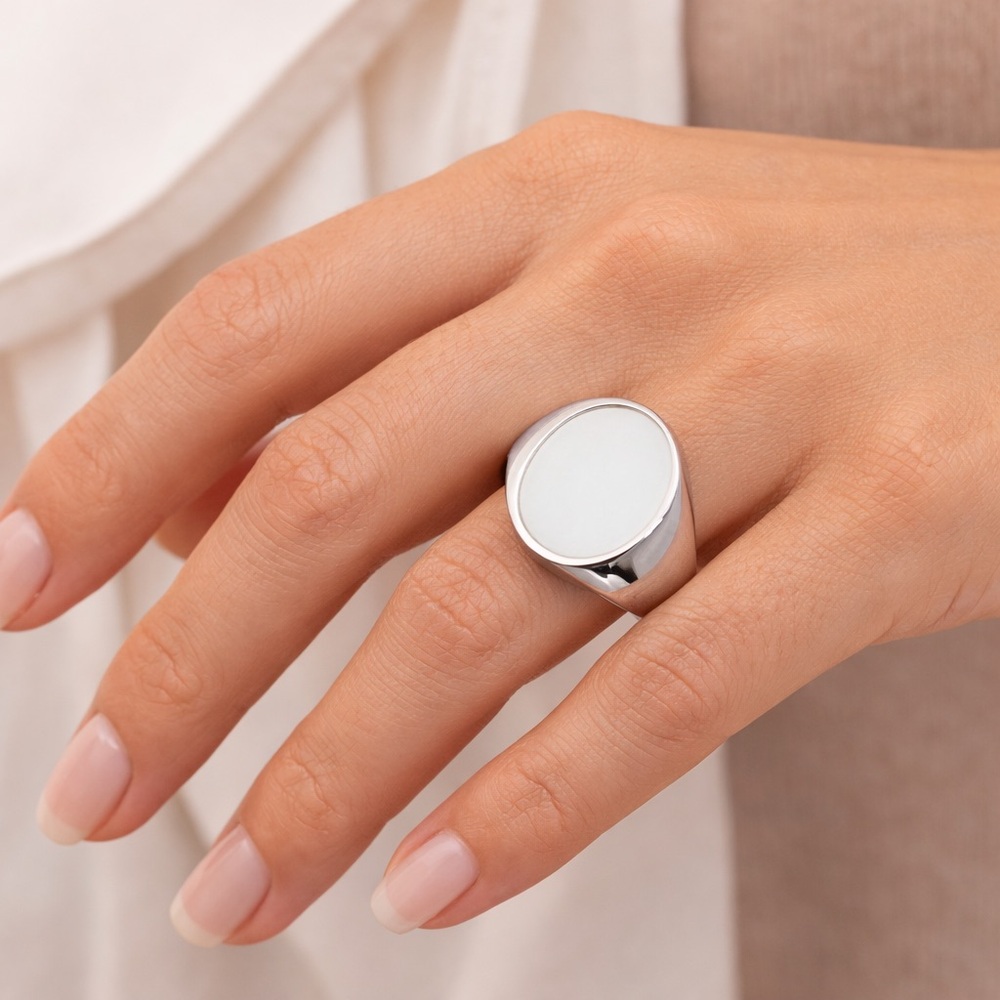 New - Calvin Klein White and Silver Statement Ring